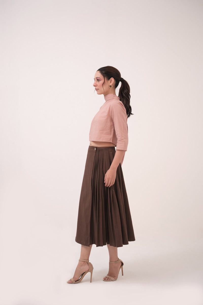 High Neck Crop Top Pastel Pink