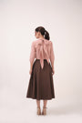 Wrap Around Pleated Skirt Dark Brown