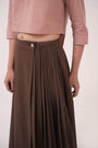 Wrap Around Pleated Skirt Dark Brown