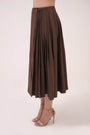 Wrap Around Pleated Skirt Dark Brown