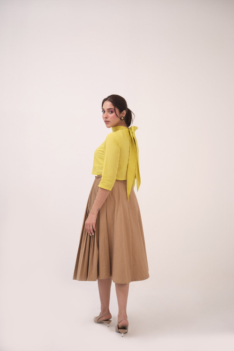 High Neck Crop Top Lemon Green