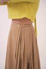 Wrap Around Pleated Skirt Ash Brown