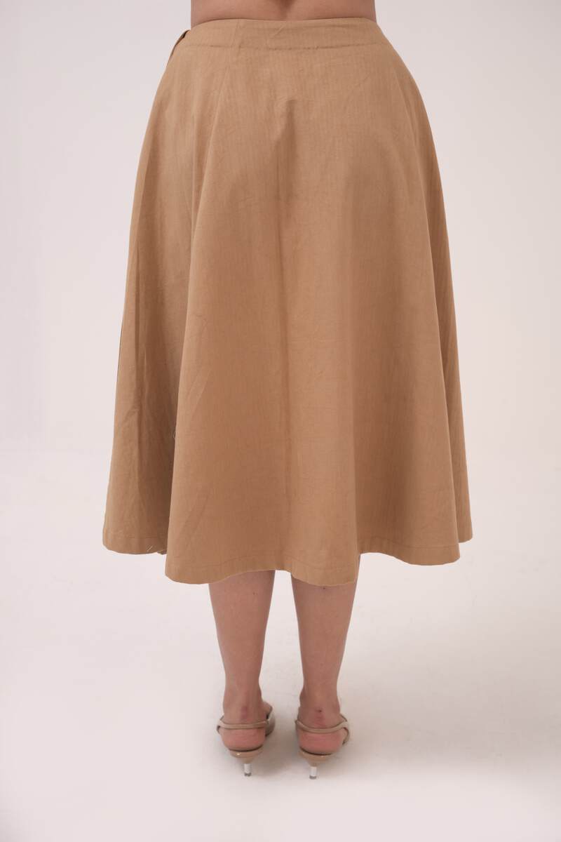 Wrap Around Pleated Skirt Ash Brown