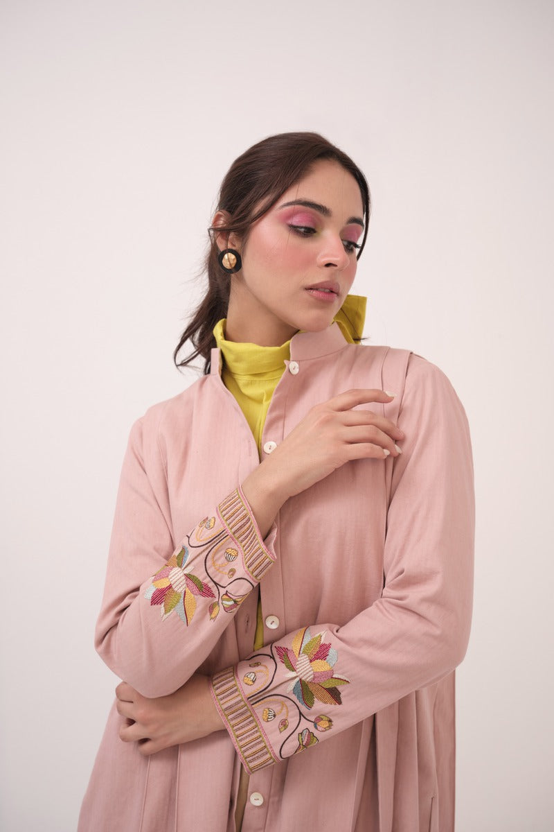 Hand Embroidered Pastel Pink Jacket