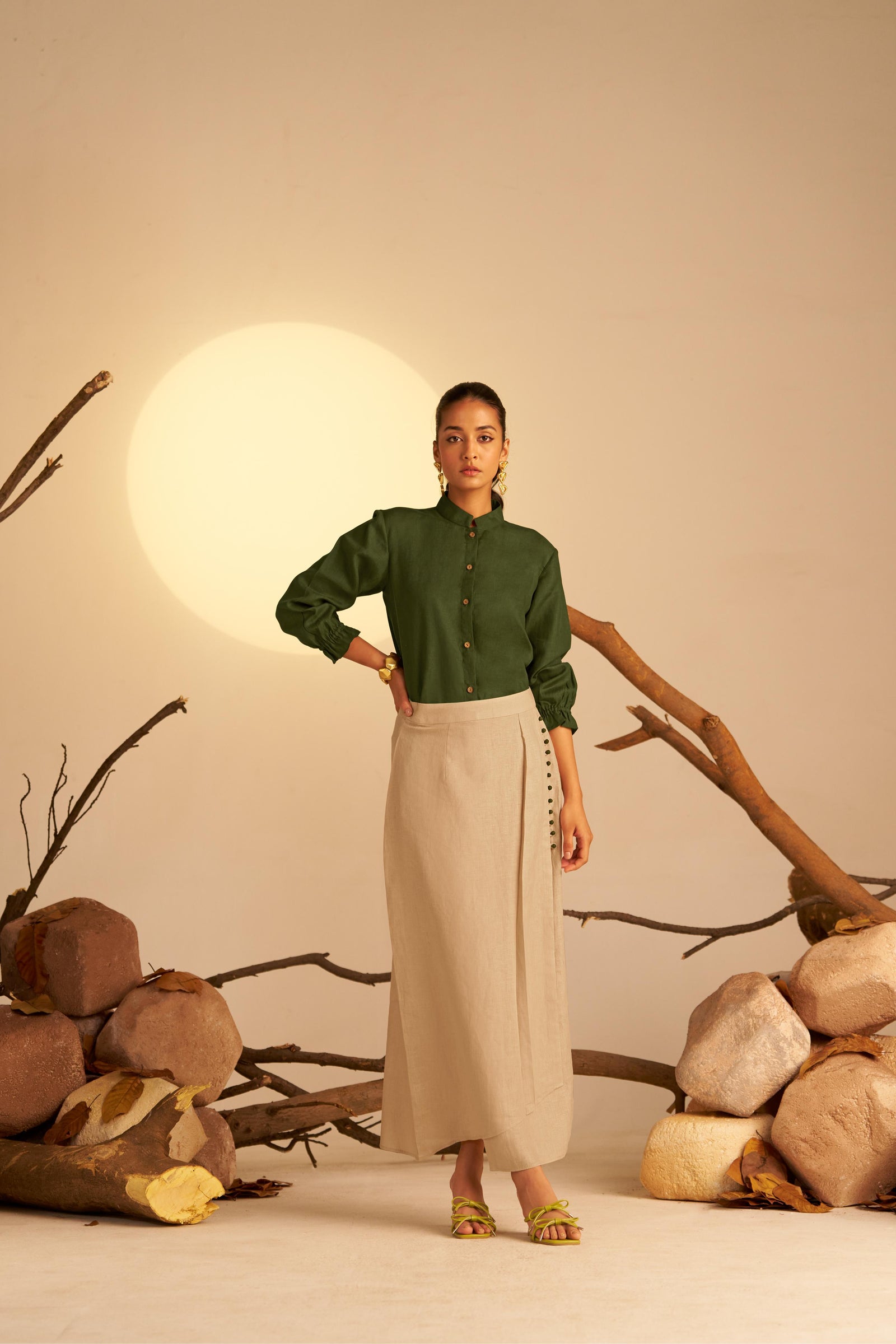 A Beige Overlapped Skirt