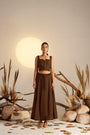 A Stylish Sepia Short Top With A Self-Finishing Hem