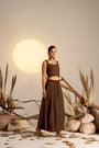 A Stylish Sepia Short Top With A Self-Finishing Hem