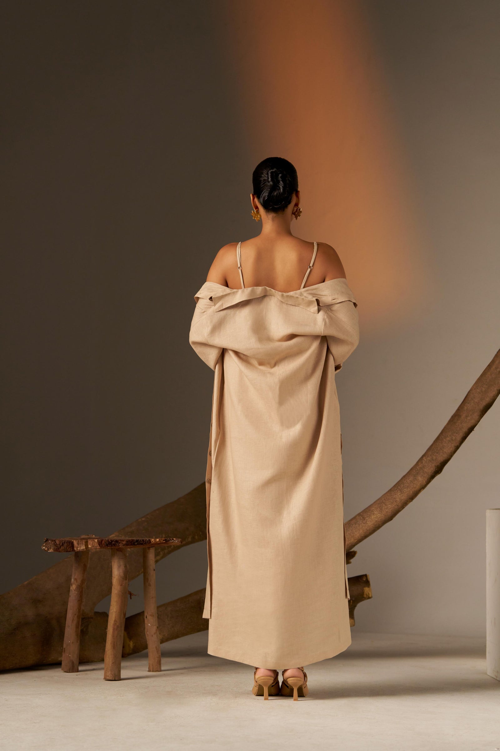 A Sleek Cosmic Latte Shirt Dress
