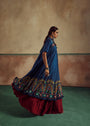 blue  short choli anarkali with lehenga set