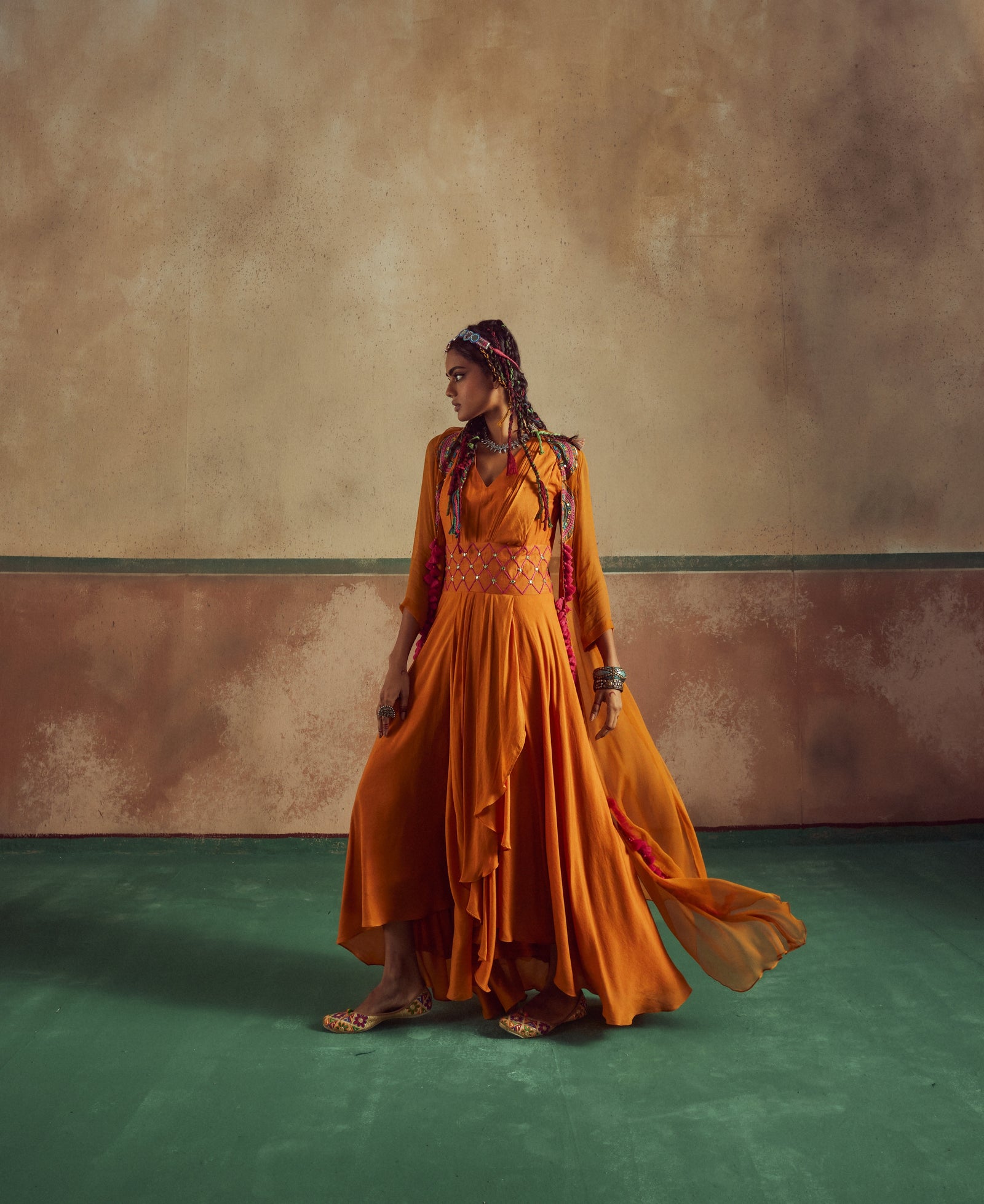 orange drape dress Draped Maxi Dress Orange